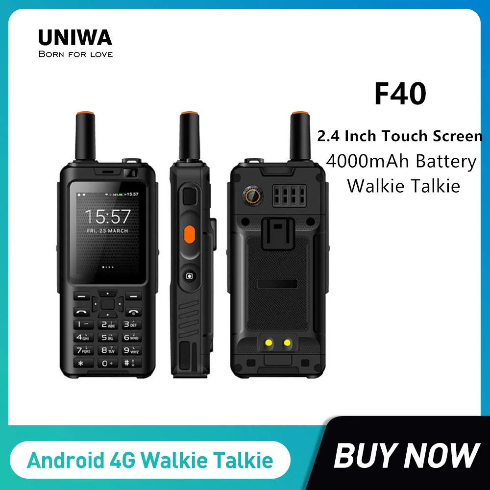 UNIWA F40 Zello Walkie Talkie Mobile Phone IP65 Waterproof 2.4Inch Touch Screen MTK6737M Quad Core 1GB+8GB 4000mAh Smartphones uniwa alps f25 zello walkie talkie mobile phone mtk6735 quad core 1gb 8gb rom gsm wcdme lte signal booster android smartphone