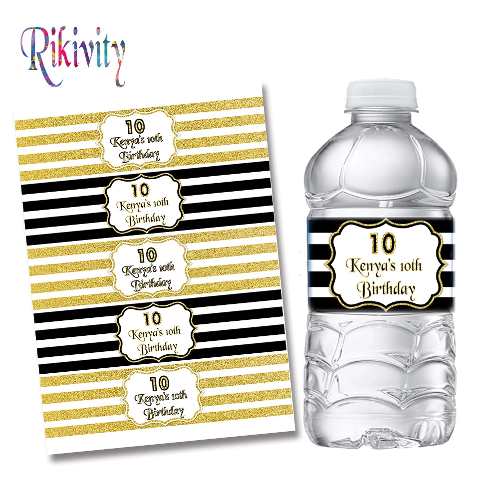 Black Gold Glitter Circumcision Birthday Water Bottle Wine ...