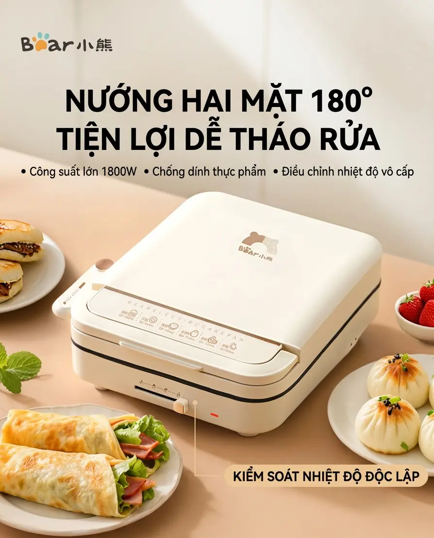 BEAR |Máy nướng bánh điện mini đa năng có thể tháo rời