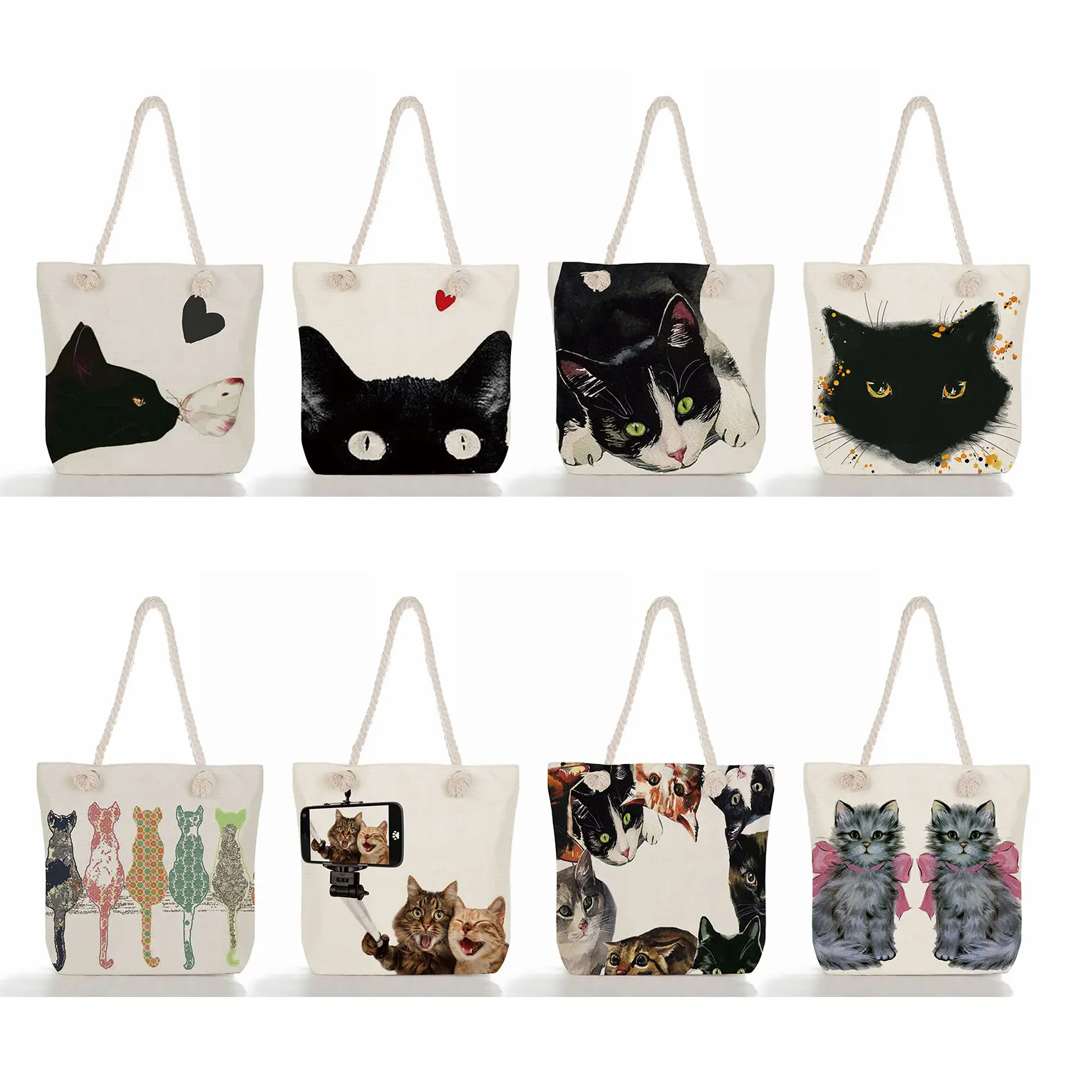 School Book Bag Cute Watercolor Black 