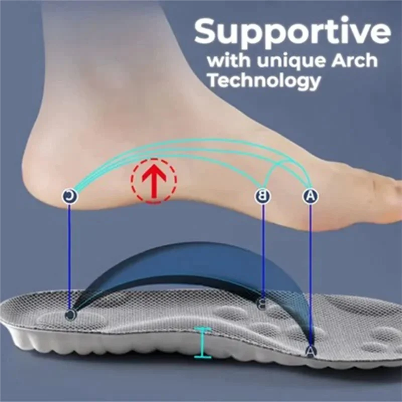 A45G-5Pairs 4D Memory Foam Insoles,4D Constant Temperature Comfort U-Shape Sports Memory Foam Shoe Inserts Size 42