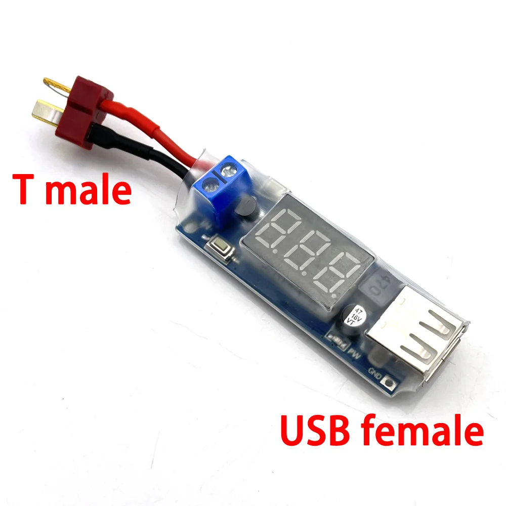 Фото Понижающий преобразователь постоянного тока XT60 XT30 JST T с вилкой на USB 5,5*2,1, 5,5*2,5, 9 В, 12 В, 24 В, 42 в, 5 В, USB-модуль понижающего источника питания №2