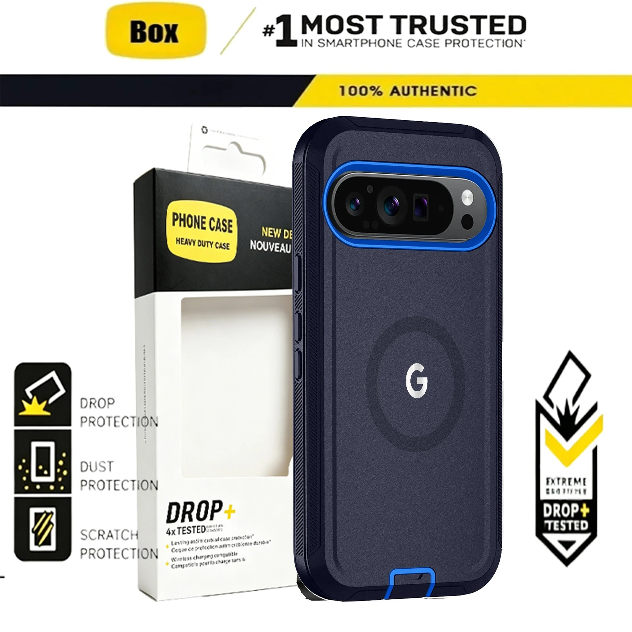 Enhanced Military Grade 3-in-1 Armor Case with MagSafe Compatibility - Shockproof TPU+PC Design