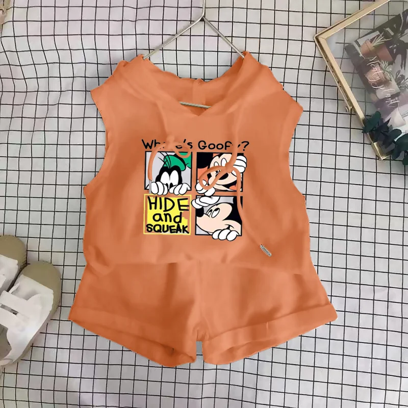 kids clothing set Cartoon Mickey T-shirt Vest+Shorts 2Pcs Suit Children's Sets Children's Top and Bottom Clothes Set Clothing Kids Outfits Disney