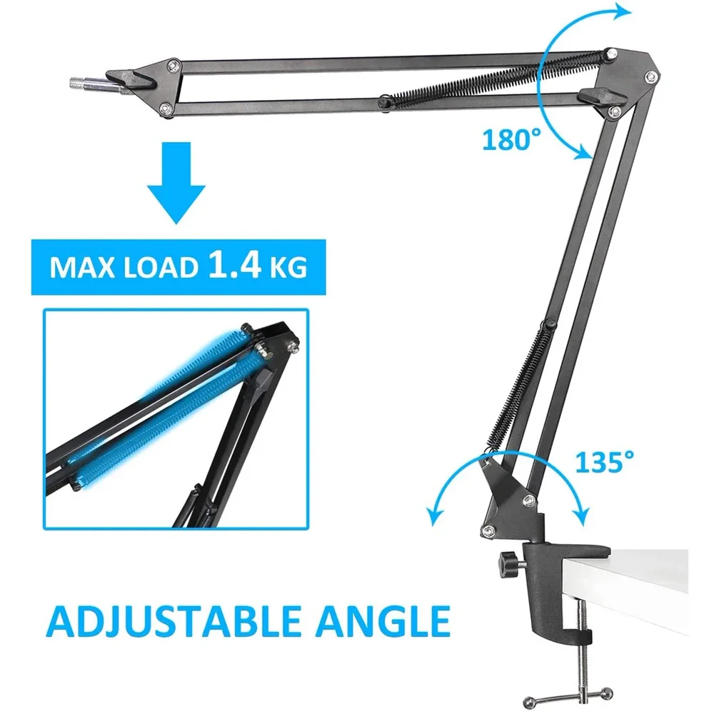 Microphone Stand Adjustable Scissor Boom Arm Compatible with Hyperx Quadcast S Microphones microphone stand