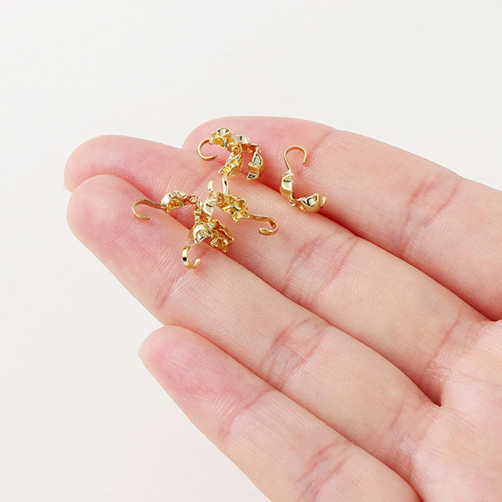 20Pcs 14K Gold Farbe Stern Form Ende Quetschperlen Mit Haken Kalotte Abdeckung Perlen Stecker DIY Halskette schmuck Machen Komponenten – Detail 6