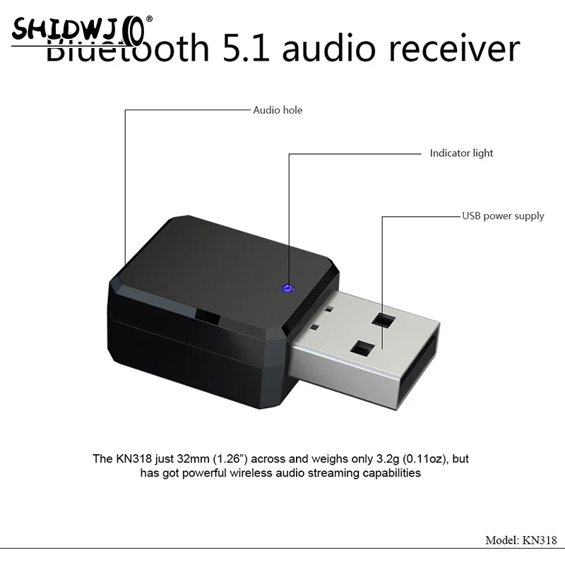 Bluetooth 5.1 Car Kit Wireless Music 3.5Mm Aux Usb Power Audio Receiver Adapter Auto Bluetooth Stereo For Car Radio Mp3 Pc