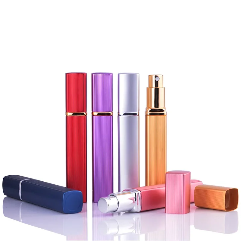 12ml Perfume Bottle 5pcs / 7pcs /10pcs Metal Case Glass Tank Aluminum Nozzle Spray Refillable Bottle Set Rechargeable Glass 4