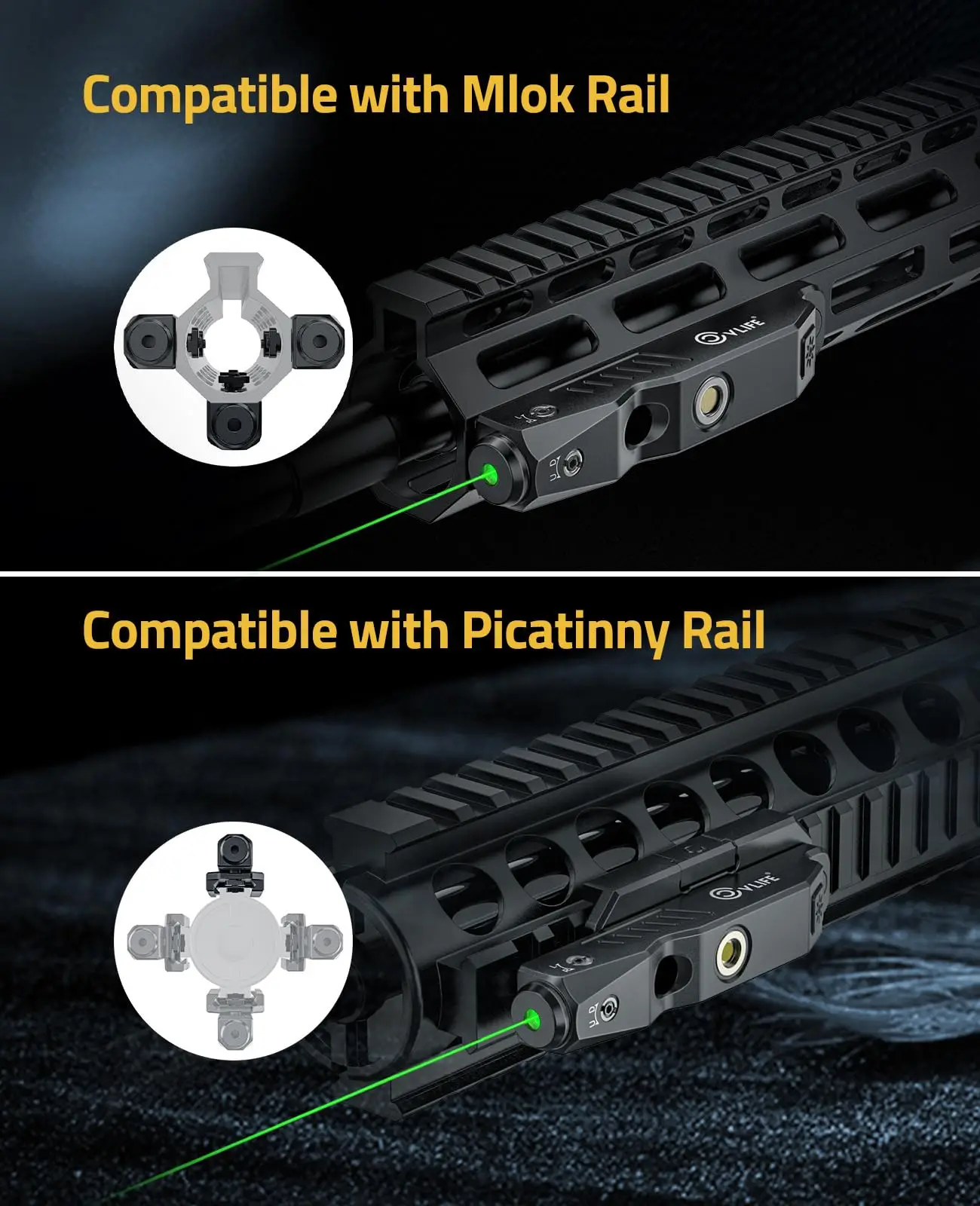Green Laser Sight Strobe Function Rifle M-Lok Picatinny Rail Magnetic Rechargeable Low Profile Tactical