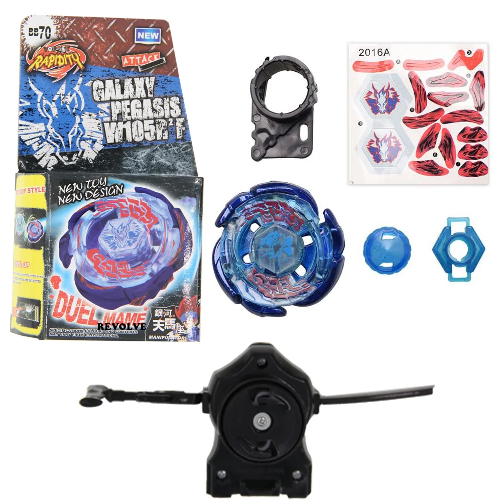 

B-X TOUPIE BURST BEYBLADE deep caynox GENUINE Galaxy Pegasis W105R2F BB70 Simple Packing + Black Pull Line Launcher