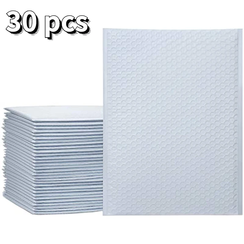 

30pcs Bubble Mailers White Poly Padded Envelopes Large Packages Opaque Packaging Self Seal Adhesive Waterproof Shipping Bags