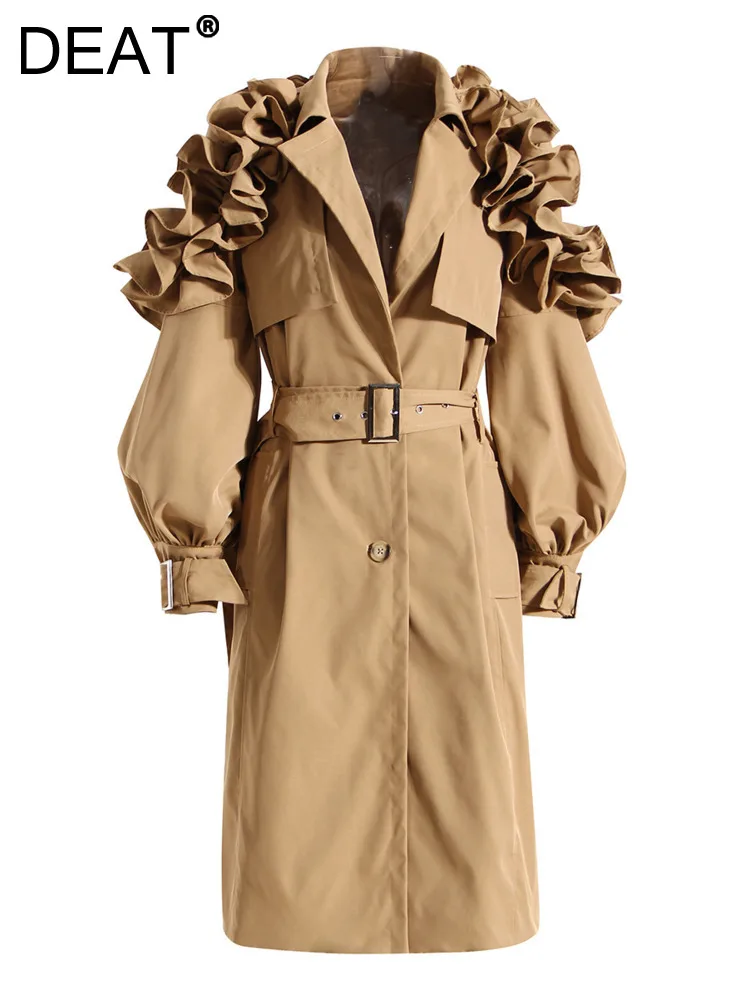 Windbreaker Trench Coat Ruffle Trench Coat Ruffles Women Ruffle