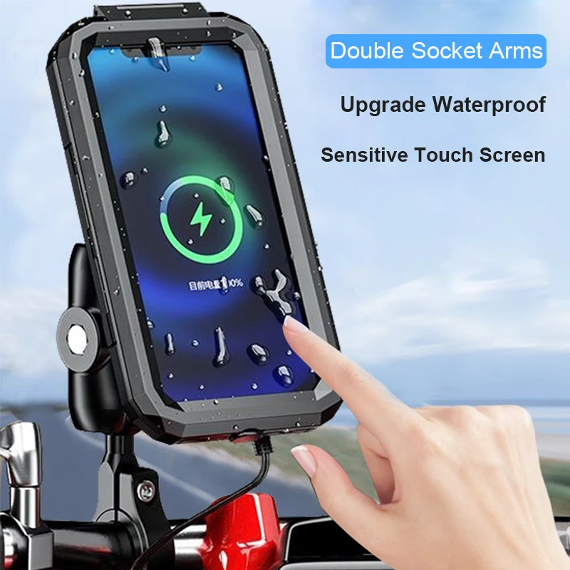 Motorcycle Phone Holder With Qi 15w Wireless Charger & Usb C 20w Fast  Charging Waterproof Mirror Handlebar Bike Cellphone Mount - Holders &  Stands - AliExpress