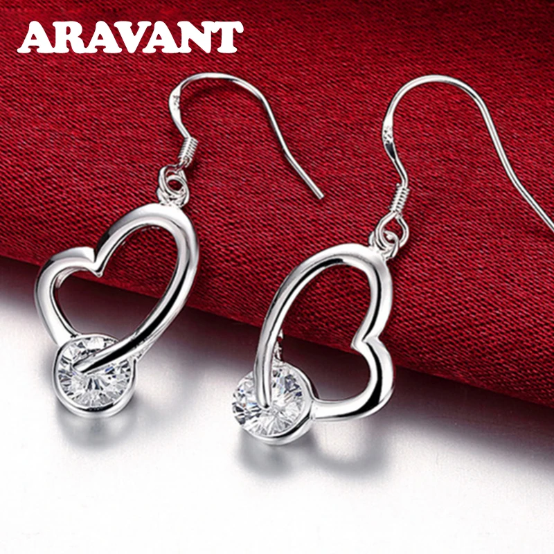 

Aravant 925 Silver Hollow Heart Drop Earrings For Women Wedding Jewelry