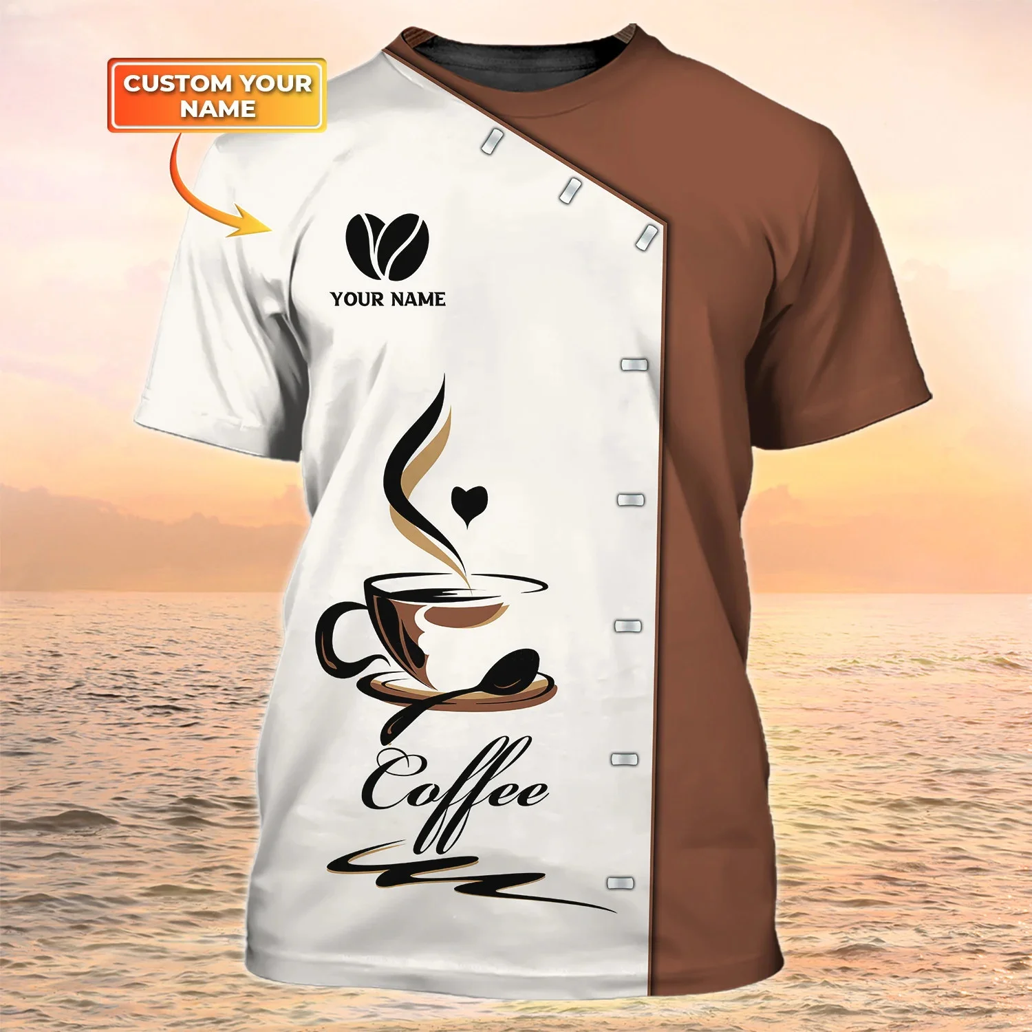 Neueste Sommer Herrenmode T-shirt Personalisierte Barista Schürze 3D Gedruckt t-shirt Unisex Casual T-shirt Kaffee Shop Uniform DW120 – Detail 30