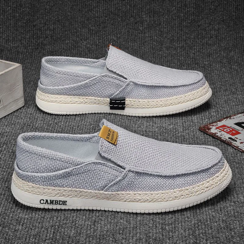Men's Canvas Shoes Breathable Linen Summer Slip-On Casual Loafers Trendy Lazy Person's Flats Comfortable Wear for Daily Use - 3