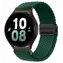 Magnetic Braided Loop Nylon Strap Bracelet Band, 20mm/22mm for 22mm width (Jungle green)