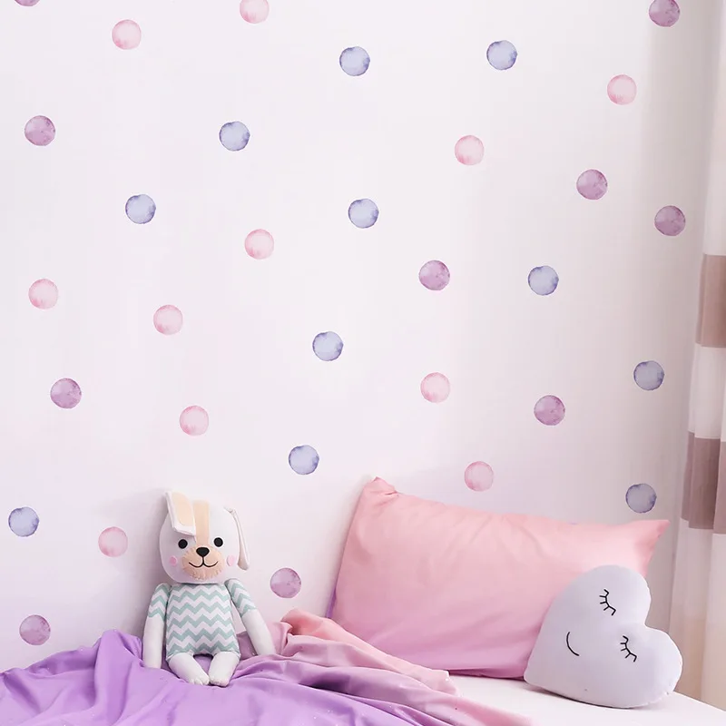 Colorful Watercolor Polka Dot Wall Stickers - Removable Decals For Nursery, Kids Room, Classroom - View #7