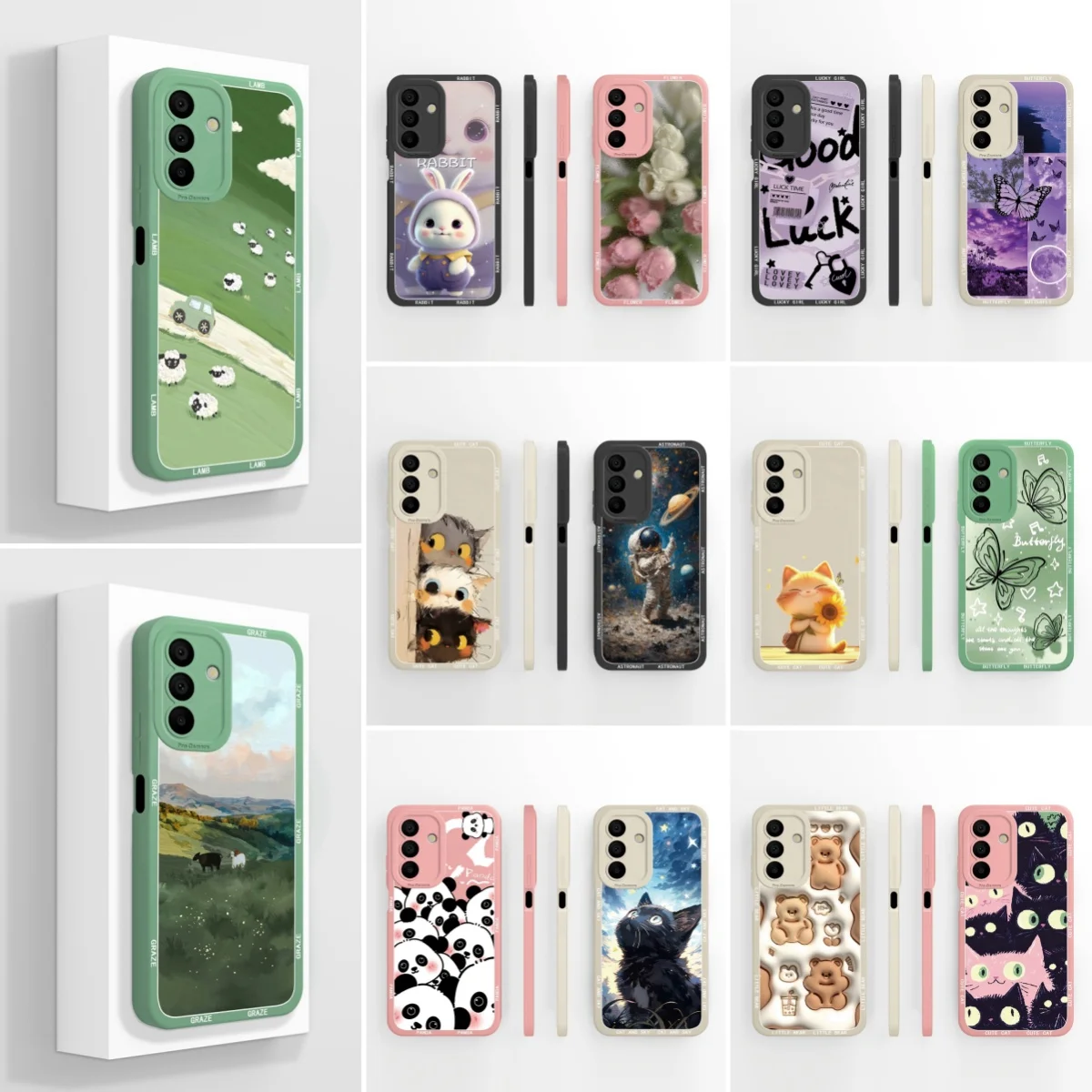 Beautiful Prairie Lamb Pattern Soft Liquid Silicone Phone Case