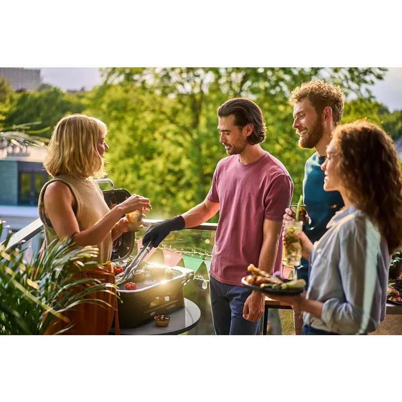 Lumin Compact Outdoor Electric Barbecue Grill,Blue-Great Small Spaces such as Patios,Balconies,and Decks,Portable and Convenient 4