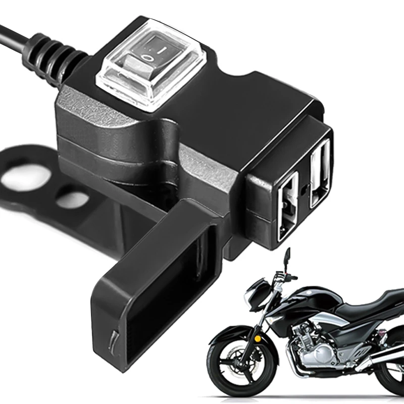 OXFORD Double prise USB 12V guidon (sortie 5V/2A) avec fusible 10A - 1m20 -  Alimentation courant pour la moto