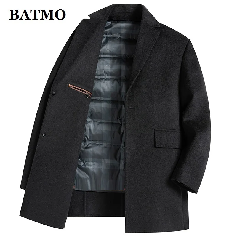 

2024 New Arrival Winter Top quality 90% white Goose Down liner wool trench coat men,male thick warm overcoat MN8831