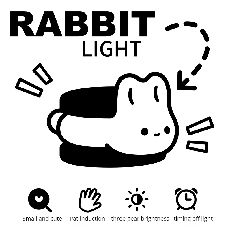 USB Rechargeable Timer Switch LED Night Light Cute Biscuit Rabbit Lamp For Kids Bedroom Dimming Table Pat Lamps Birthday Gift