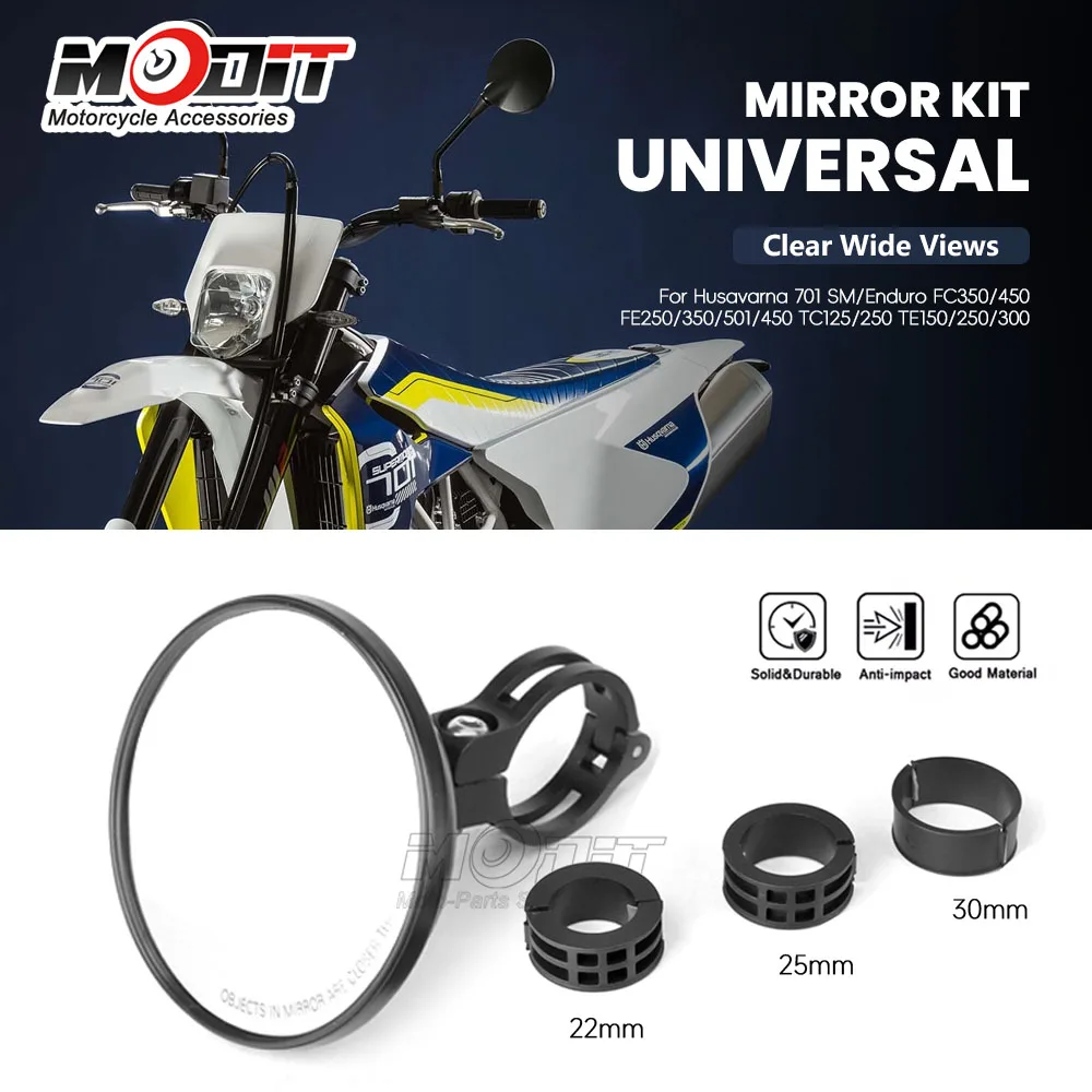 Motorcycle Mirror Motorcycle Mirrors Motorcycle Circular Handle Rearview Wide Angle Mirror For Husavarna 701 SM/Enduro FC350/450 FE250/350/501/450 TC125/250
