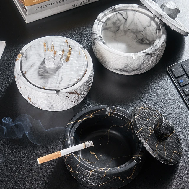 Marbled Ashtray Ceramic Smoking Accessories Living Room Office