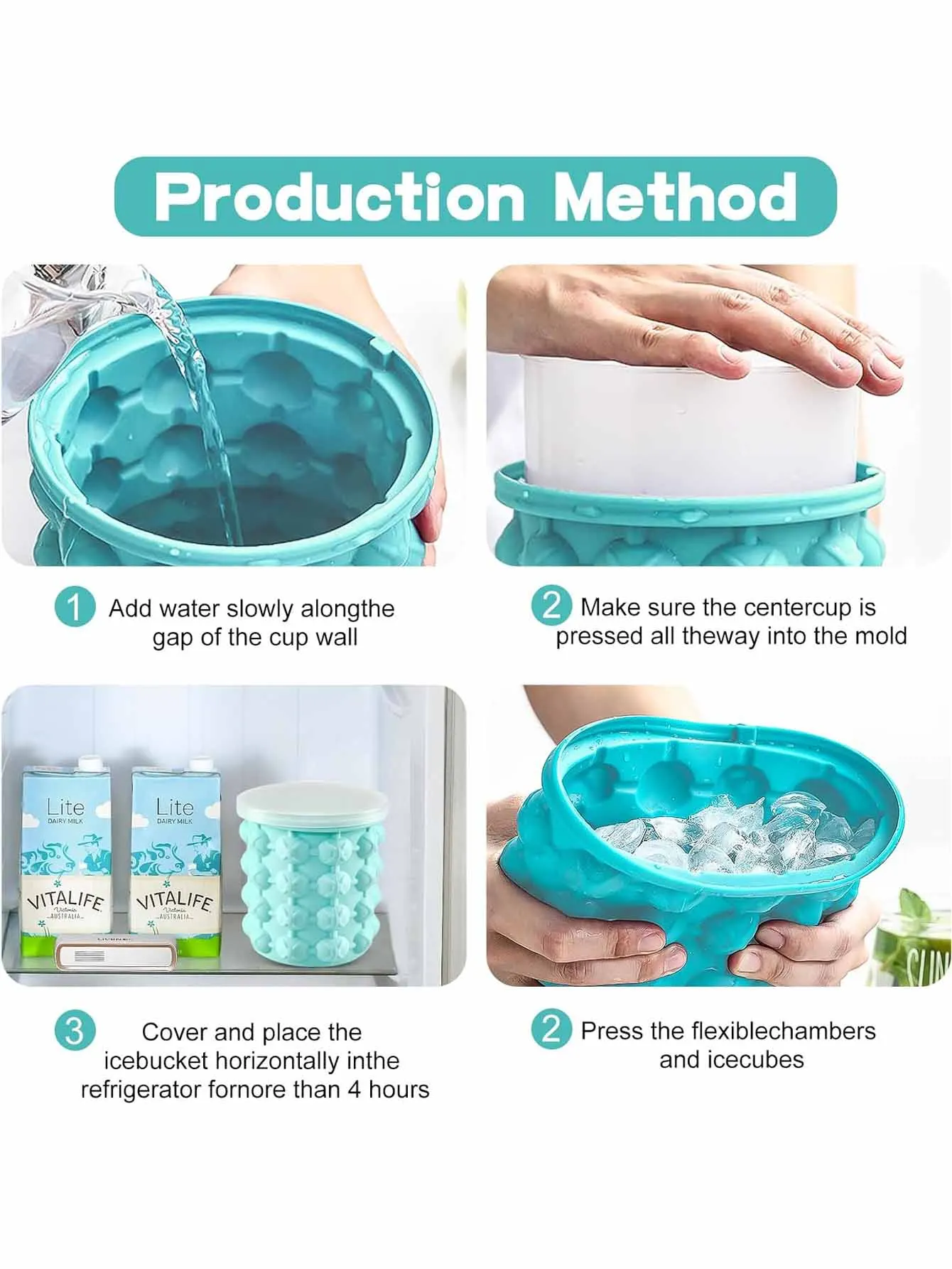 2 in 1 silicone ice bucket, round refrigerated ice bucket mold with lid, chilled beverages, beer champagne bucket