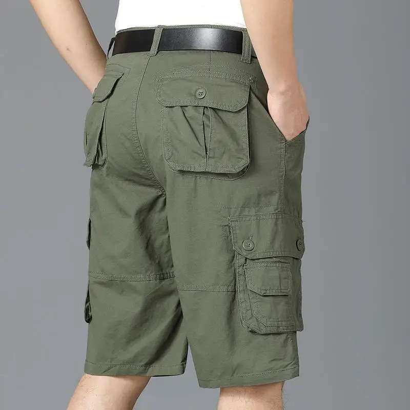 Pantaloni da lavoro da uomo pantaloni cargo da lavoro da uomo estivi in cotone lunghezza al ginocchio slim fit bermuda casual con cerniera mezza pantaloni da uomo pantaloni cargo grandi e alti