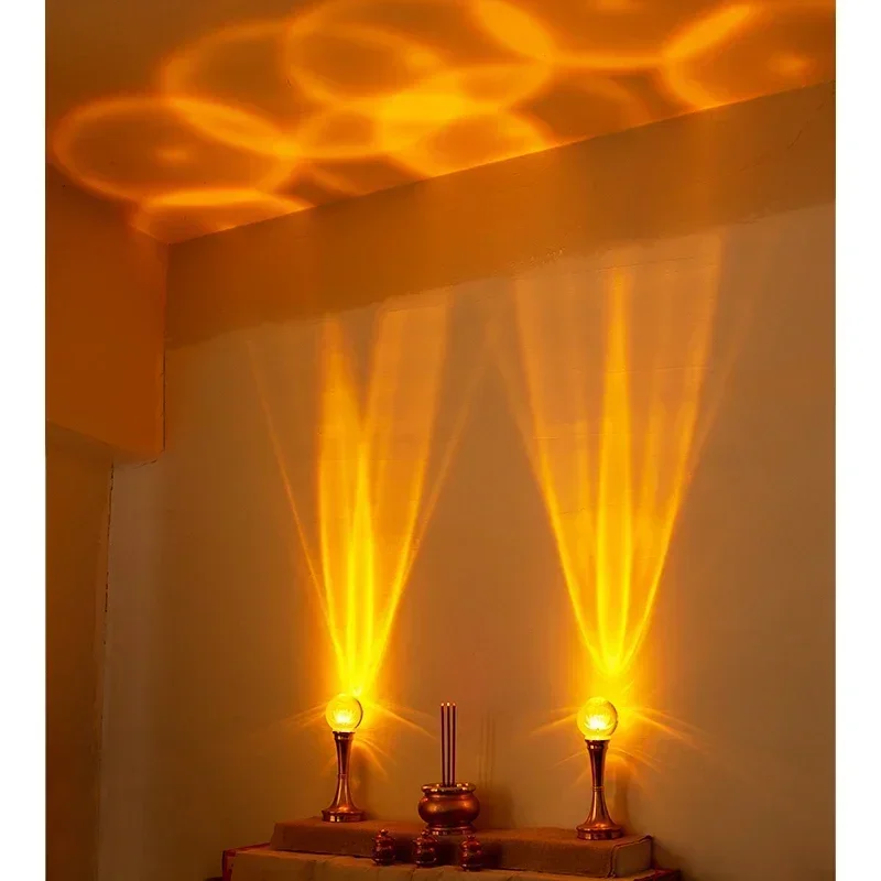 Household Crystal Ball Lotus Lamp, LED Buddha Supply Lamp, Decoration, Feng Shui, Eternal Light of Buddha Hall, Power Plug, 1pcs