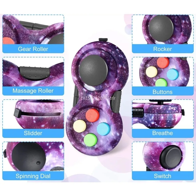 Fidget Pad 8 Fidget Functions Controller Stress Reducer Toy Cube Relieves Stress and Anxiety Toys
