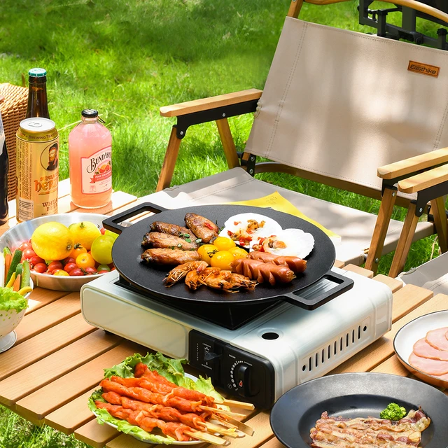 Poêle antiadhésive de 30cm, plaque de barbecue en fonte pour l'extérieur,  Camping, poêle à frire