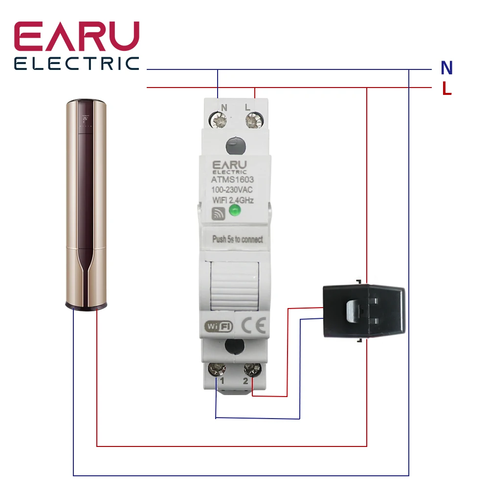 Tuya Smart WiFi /Zigbee Electricity KWH Meter, Rail Din, Monophasé, AC 110V, 240V, 50A, 63A, CT, AC Meter, App, Real Time Monitor, Power