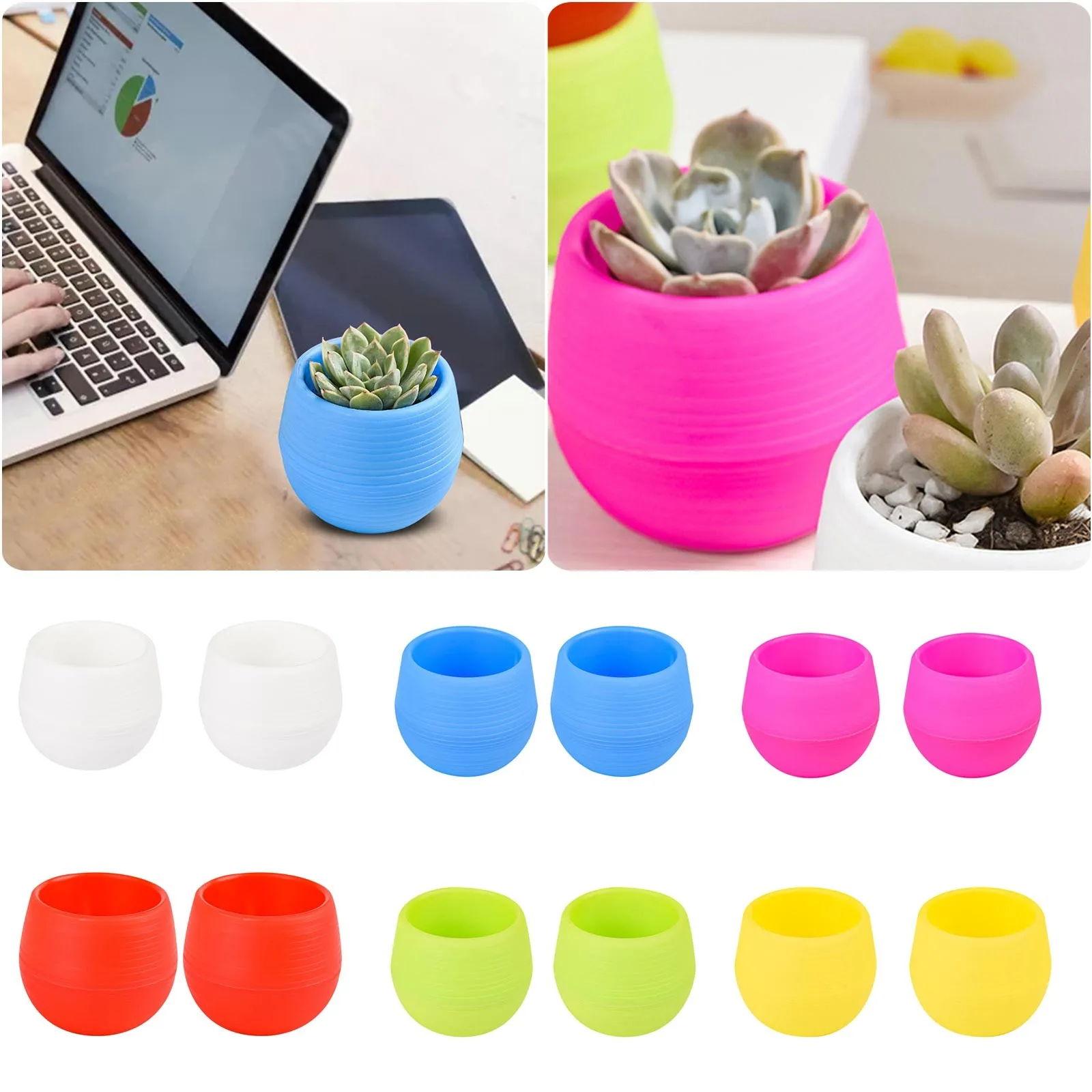 

Succulent Flower Pot Mini Stone Pot Rainbow Pot Pp Resin Plastic Lazy Pot Self Absorbent Pot