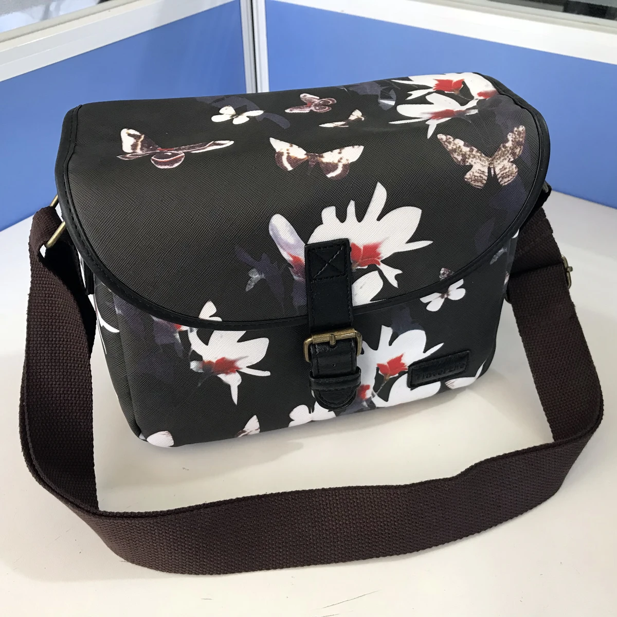 Impermeabile Pu Leather Flowers Photo Cover Dslr Custodia A Tracolla Borsa Per Fotocamera Per Canon Nikon Sony Panasonic Olympus Fujifilm Instax