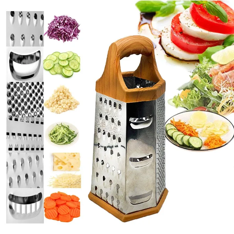 

8 inches Multifunctional Vegetable Cutter Wood Grain Six Sided Planer Multifunctional Vegetable Cutter Stainless Steel Peeler