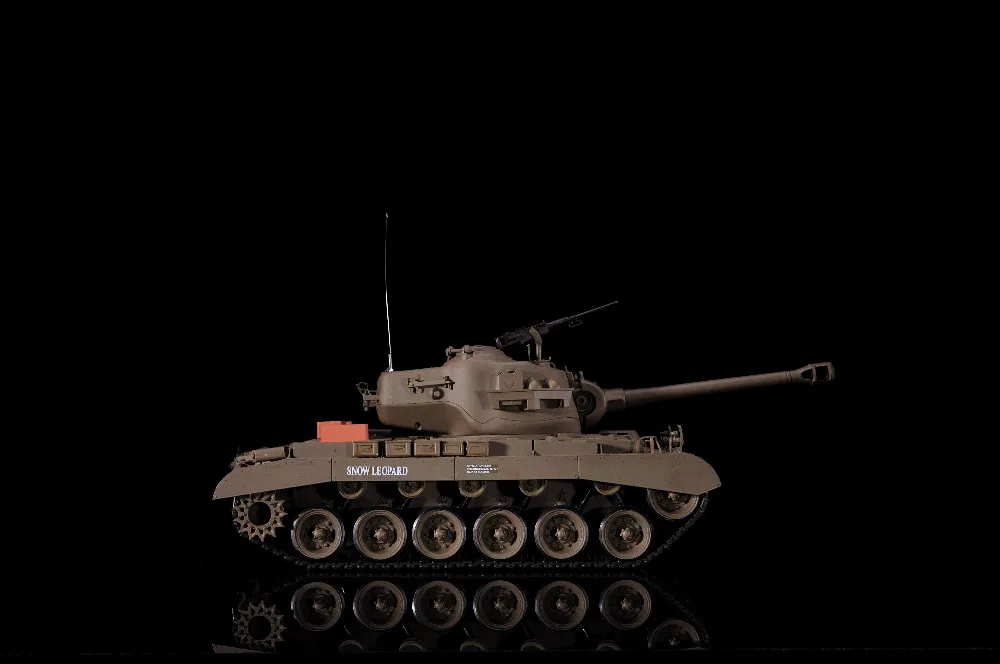 2.4Ghz 1/16 15채널 US 스노우 레오파드 퍼싱 M26 무선 조종 사격 효과음 전자 RC 탱크 모델 장난감