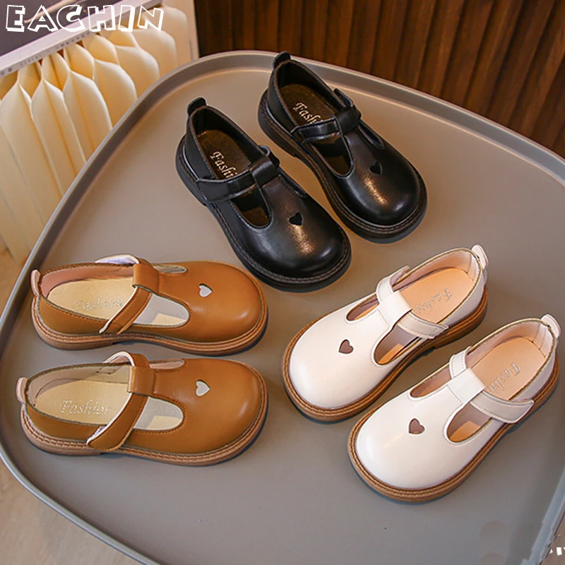 Children Leather Shoes Baby Girls Walking Shoes British Style T strap