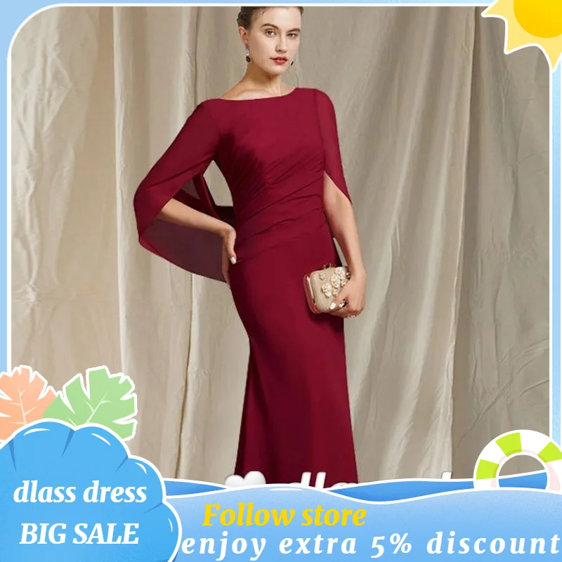 

Шифоновые платья Dlass для матери невесты длиной до пола с глубоким круглым вырезом, Элегантные Простые платья с оборками для свадебной вечеринки, 2022