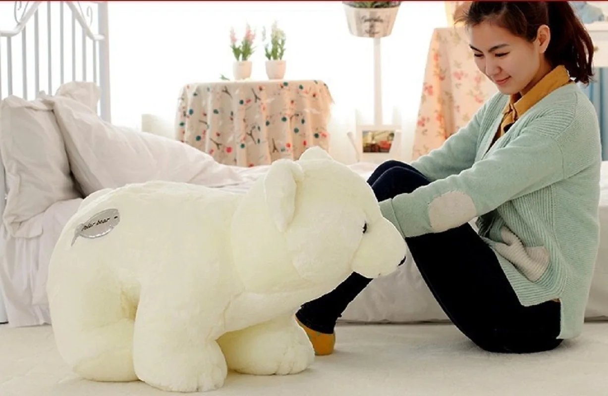 Large 55cm White Bear Toy Fat Polar Bear Plush Toy Soft Doll Throw Pillow Birthday Gift h0975