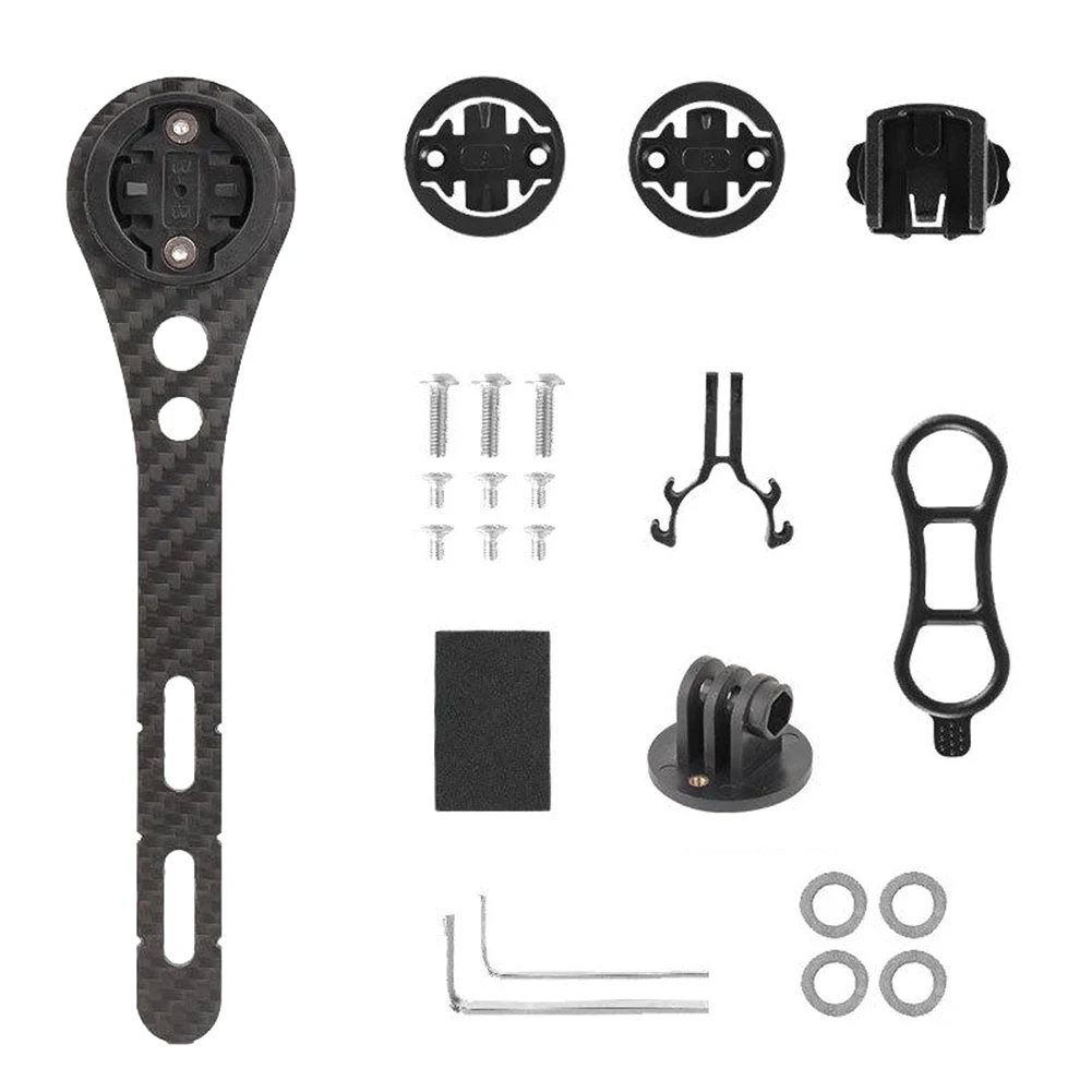 Carbon Fiber Bicycle Computer Holder Road Bike Cycling Stopwatch Speedometer Mount Holder for Garmin Bryton Wahoo