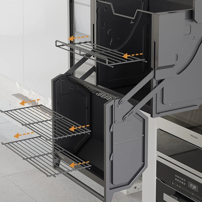 Homeware Kitchen Cabinet Pull Down Shelf Lift Storage System Tall Pantry Organizer Wall Mounted Elevator Basket