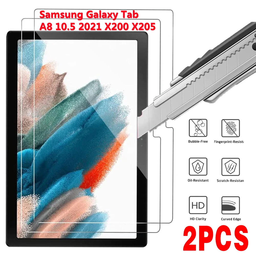 2Pcs Tablet Tempered Glass Screen Protector Cover for Samsung Galaxy Tab A8 10.5 2021/X200/X205 Tempered Film for Tab A8 10.5 tablet stand for desk