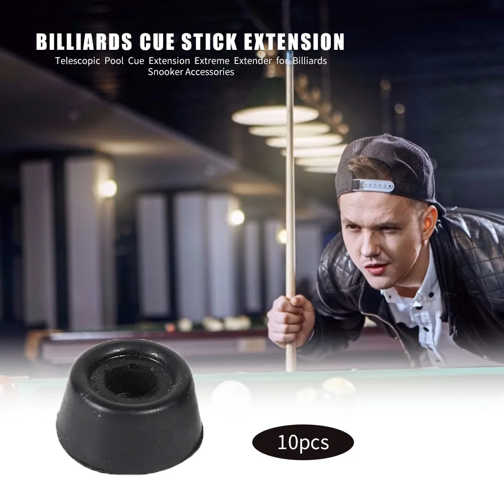 10pcs  Pool Cue Stick Tail Protective Sleeve Delicate Design Wear-resistant Billiard Rubber Bottom Support Pad