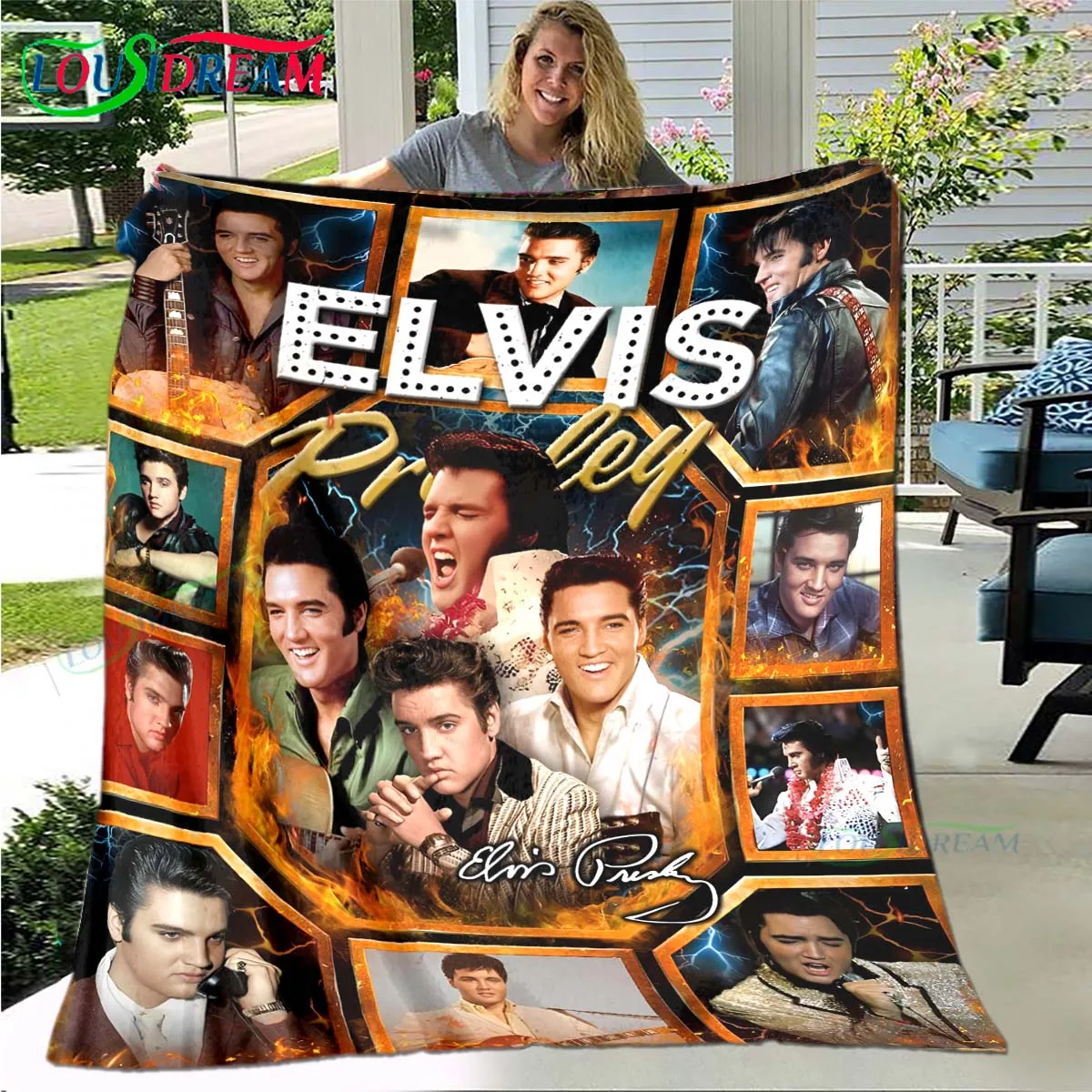 

The King Elvis Presley Retro Soft Plush Blanket,Flannel Blanket Throw Blanket for Living Room Bedroom Bed Sofa Picnic Cover Kids