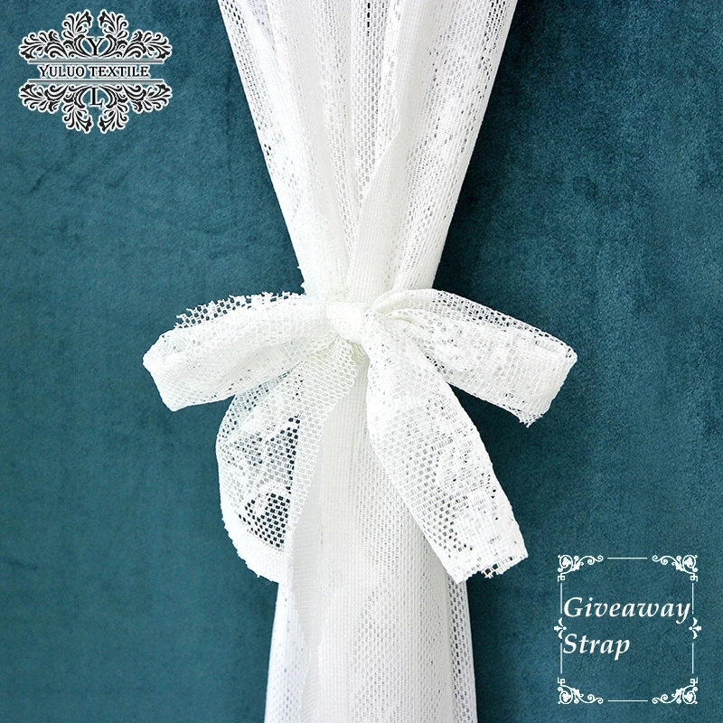 White Jacquard Lace Curtain Partition Curtain Bedroom Home Perforation free Princess Romantic French Small Tulle Gauze Valance 6