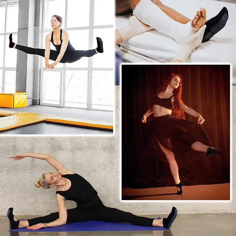 Katia & Bony Calcetines Antideslizantes De Pilates Para Mujer, Calcetines De Yoga Con Agarre Para Barra Y Baile, Negro-gris, Mediana