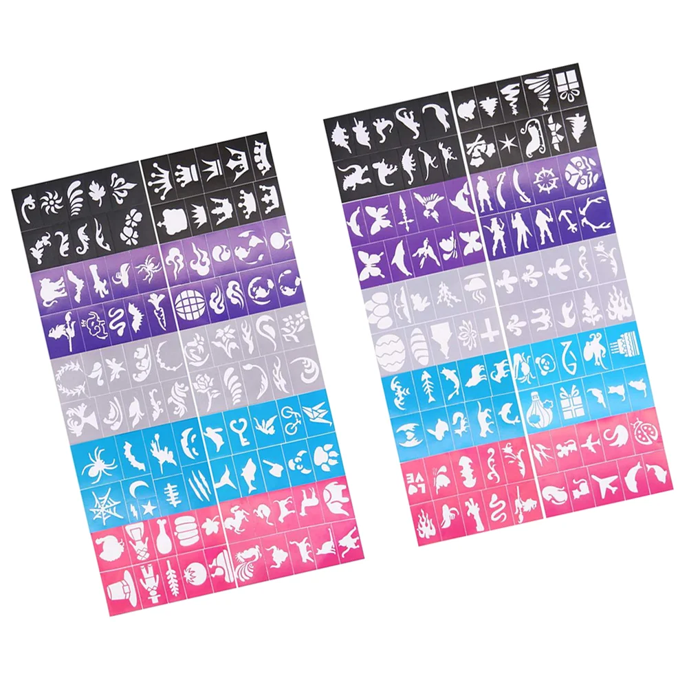 

200 Pcs Stencils for Tattoos Nail Sticker Airbrush Glitter Spray Gun Flash Templates